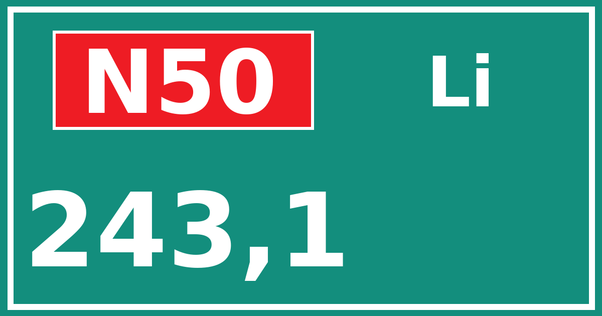 Hectometerbord N50 243,1 zijde Li