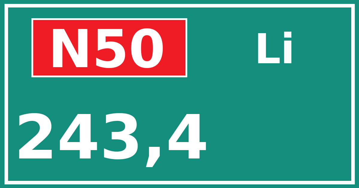 Hectometerbord N50 243,4 zijde Li