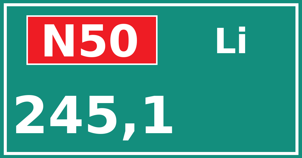 Hectometerbord N50 245,1 zijde Li