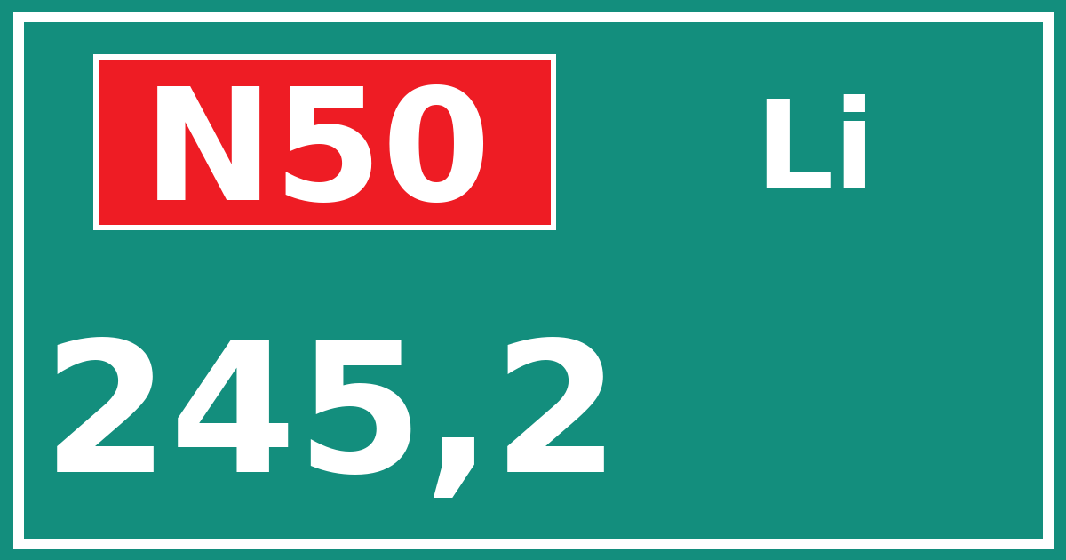 Hectometerbord N50 245,2 zijde Li