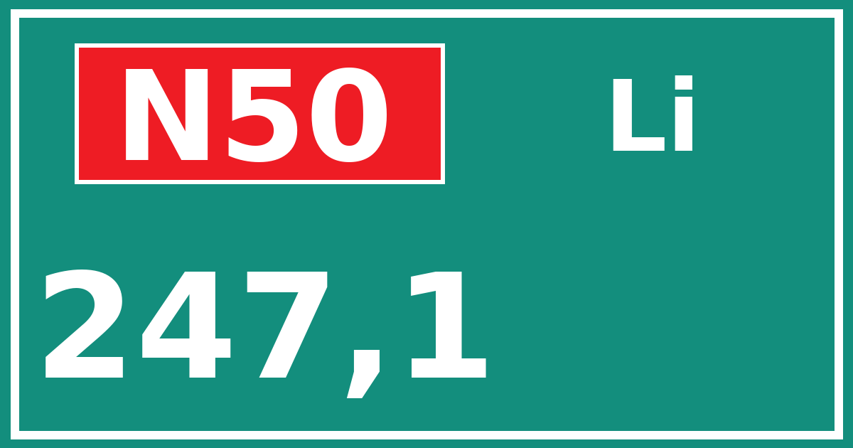 Hectometerbord N50 247,1 zijde Li