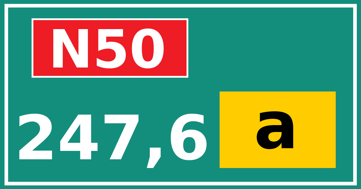 Hectometerbord N50 247,6 letter a
