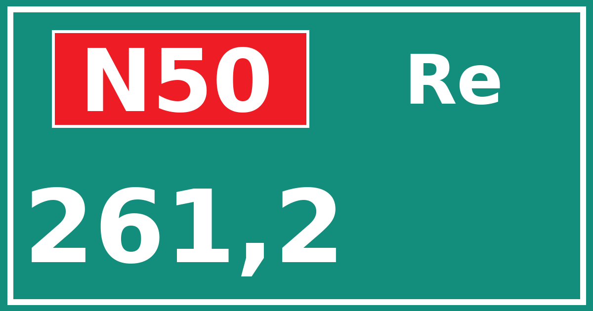 Hectometerbord N50 261,2 zijde Re
