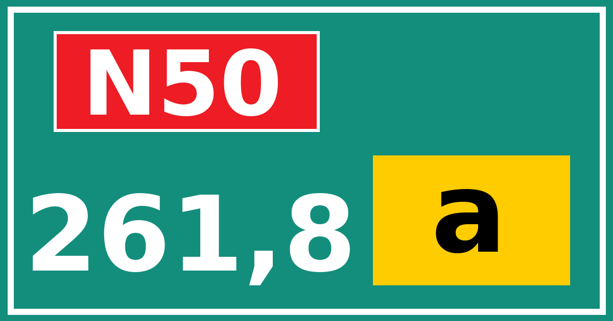 Hectometerbord N50 261,8 letter a