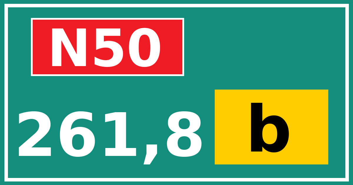 Hectometerbord N50 261,8 letter b