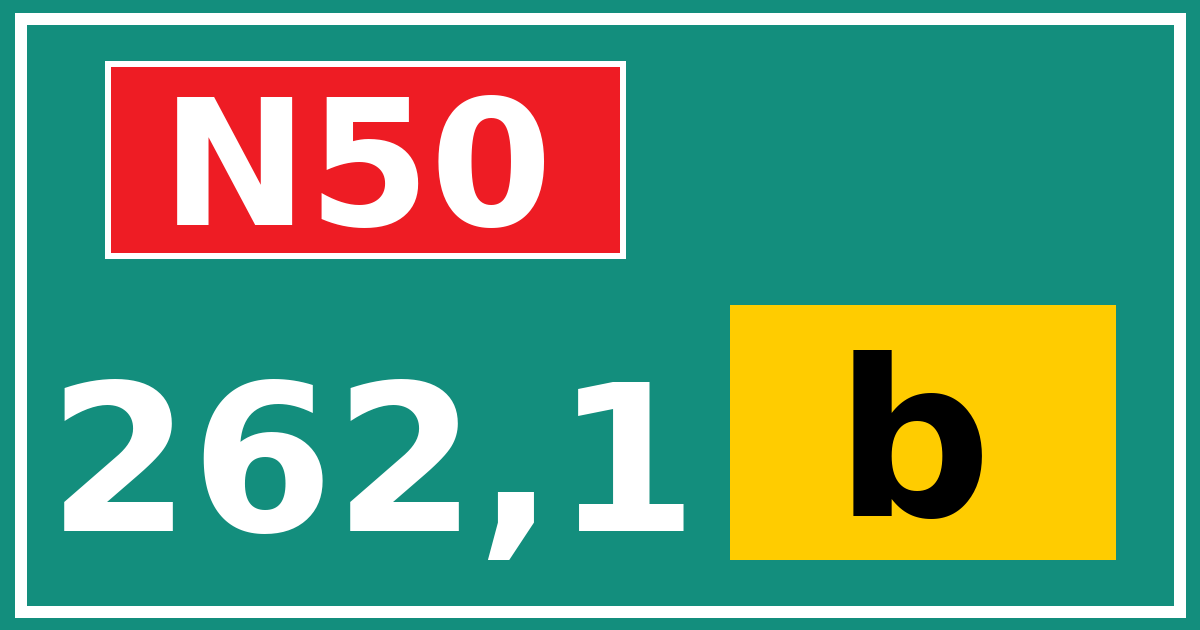 Hectometerbord N50 262,1 letter b