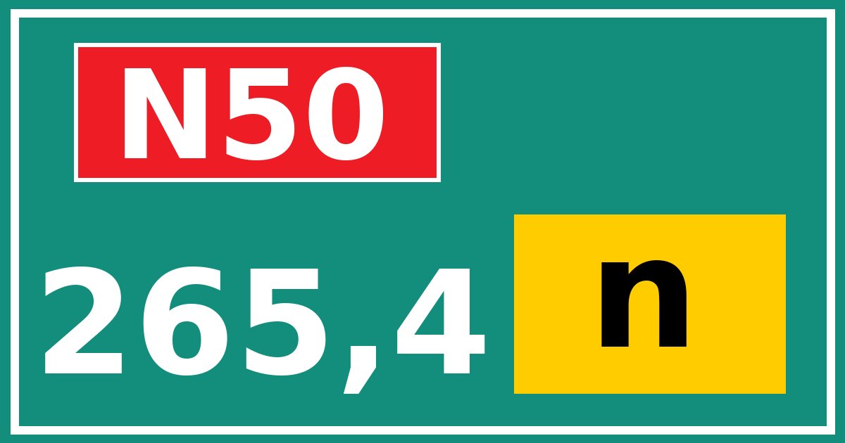 Hectometerbord N50 265,4 letter n