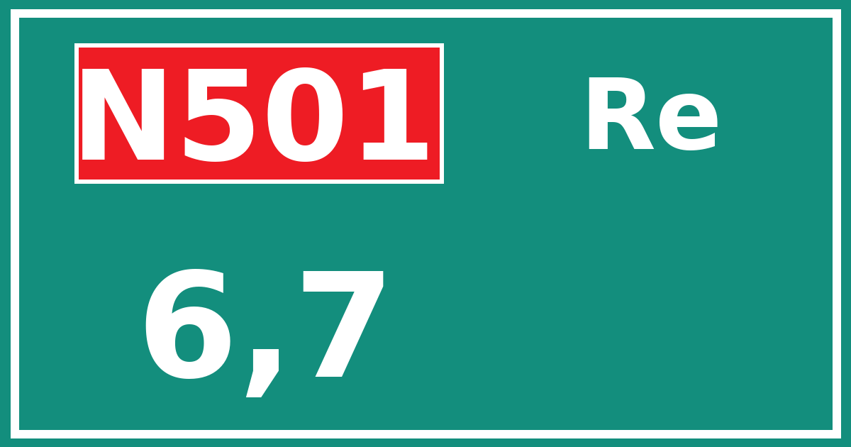 Hectometerbord N501 6,7 zijde Re