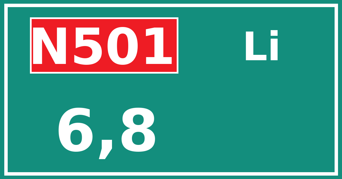 Hectometerbord N501 6,8 zijde Li