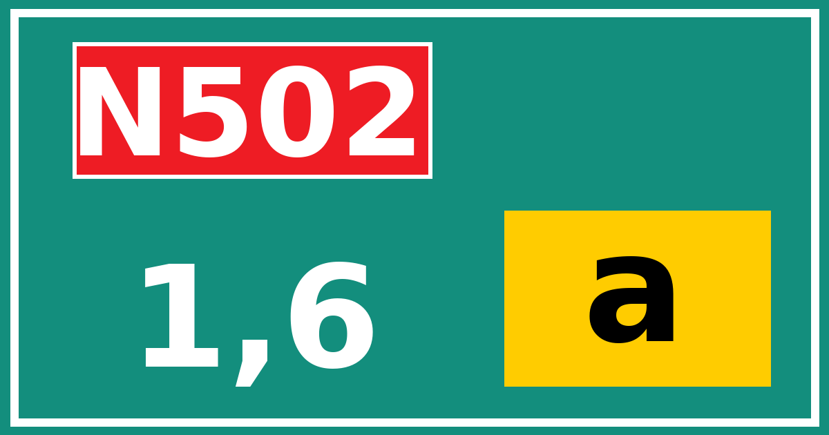 Hectometerbord N502 1,6 letter a