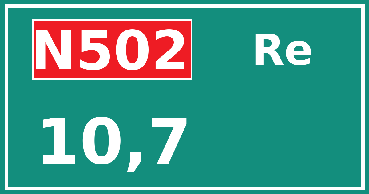 Hectometerbord N502 10,7 zijde Re