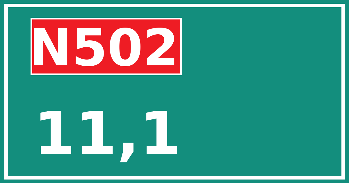 Hectometerbord N502 11,1