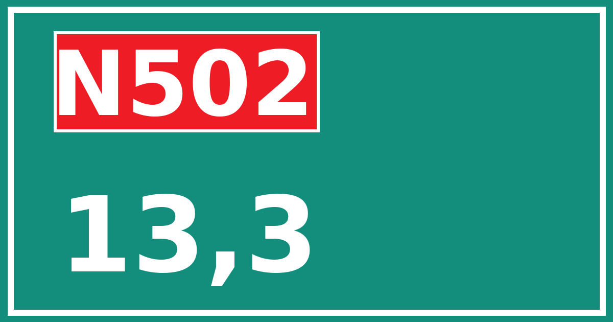 Hectometerbord N502 13,3