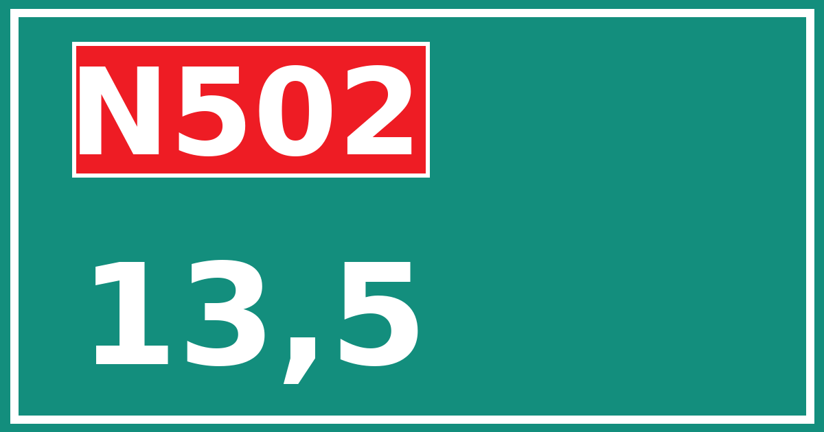 Hectometerbord N502 13,5