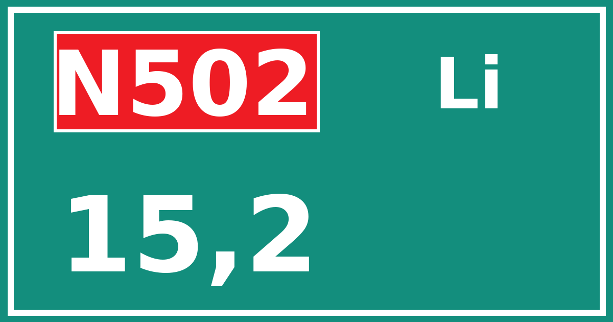 Hectometerbord N502 15,2 zijde Li