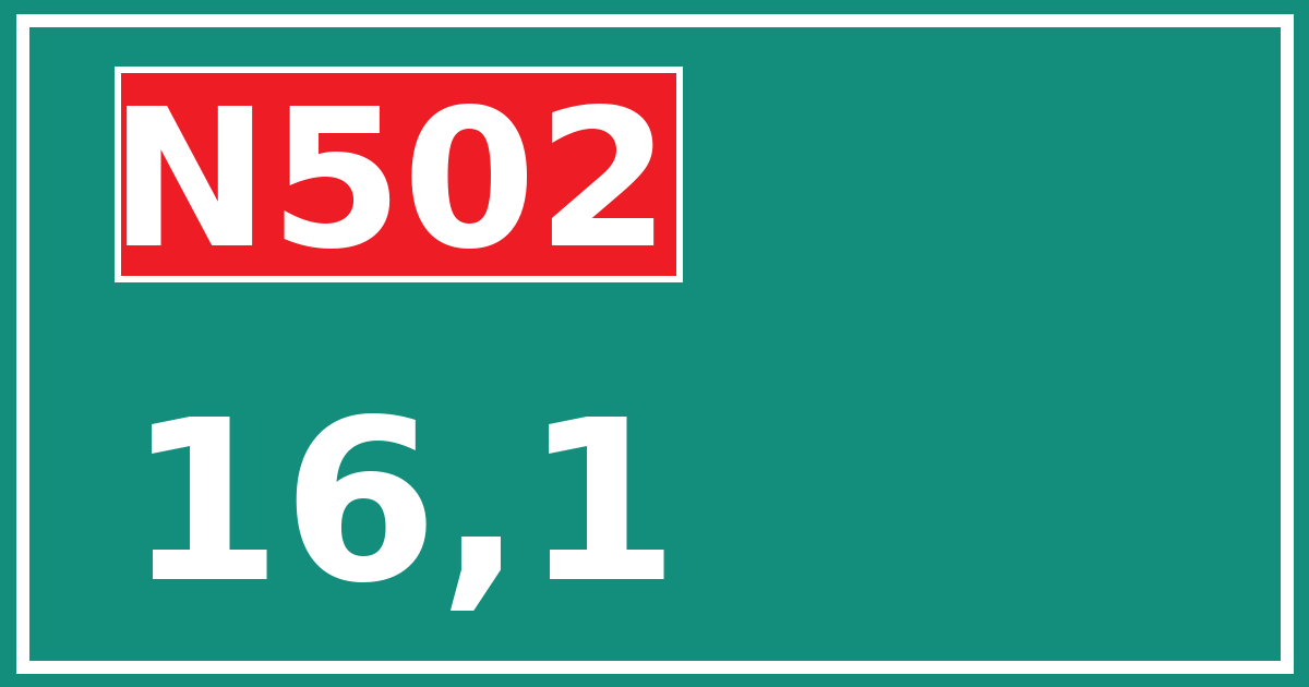 Hectometerbord N502 16,1