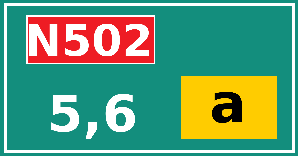 Hectometerbord N502 5,6 letter a