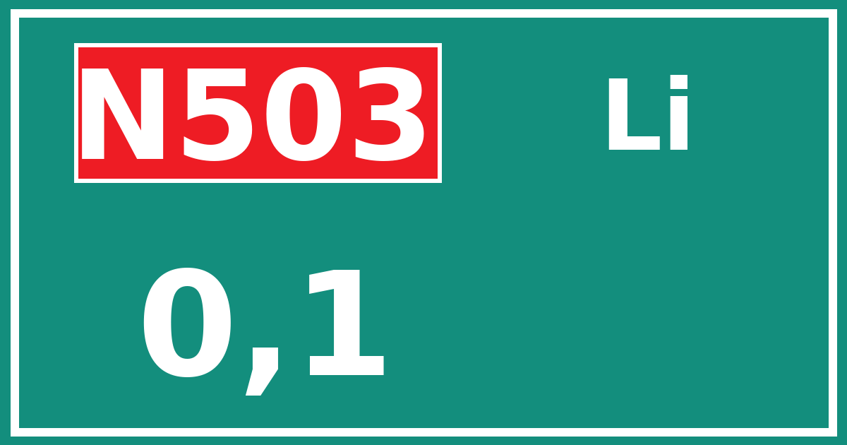 Hectometerbord N503 0,1 zijde Li