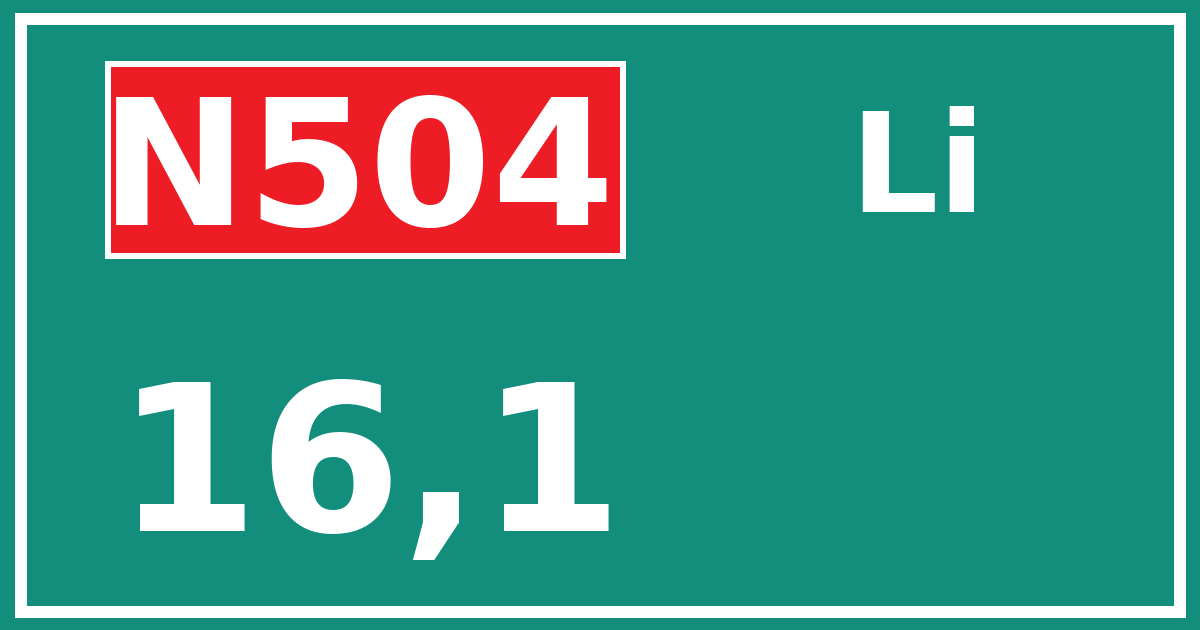 Hectometerbord N504 16,1 zijde Li