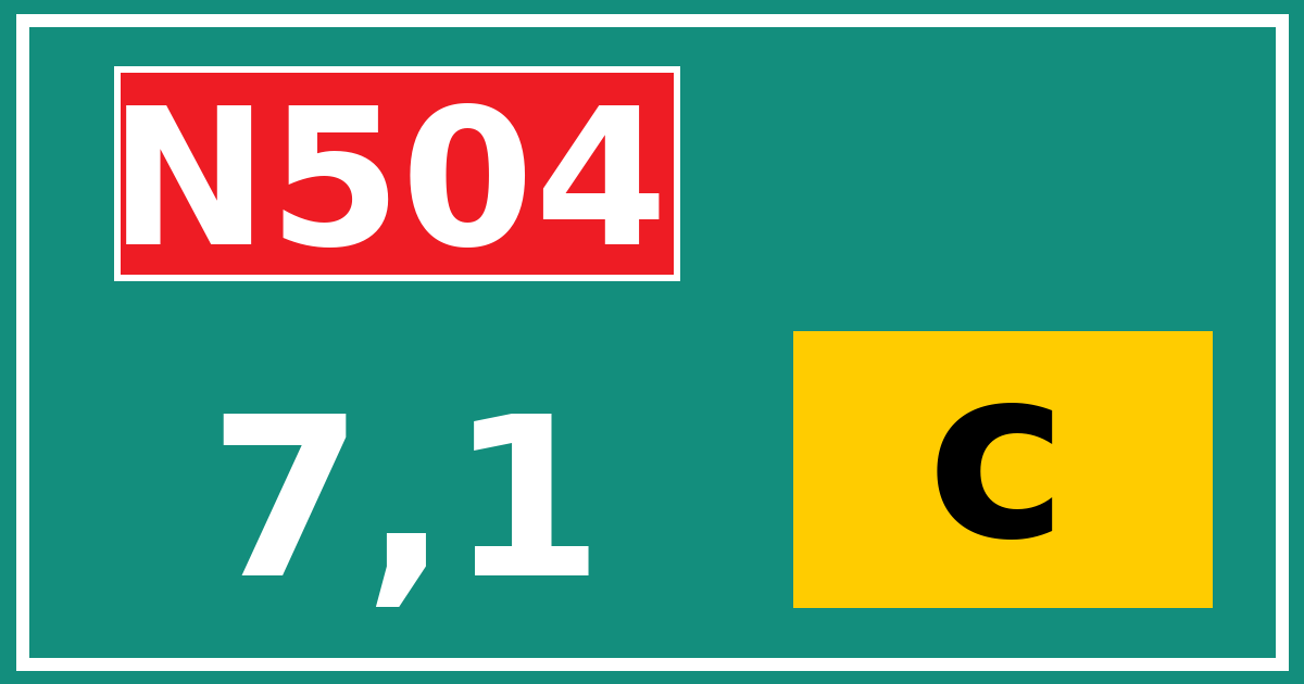 Hectometerbord N504 7,1 letter c