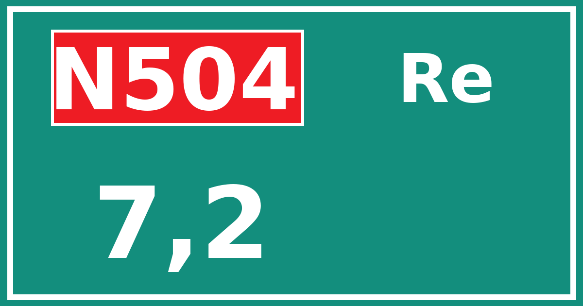 Hectometerbord N504 7,2 zijde Re