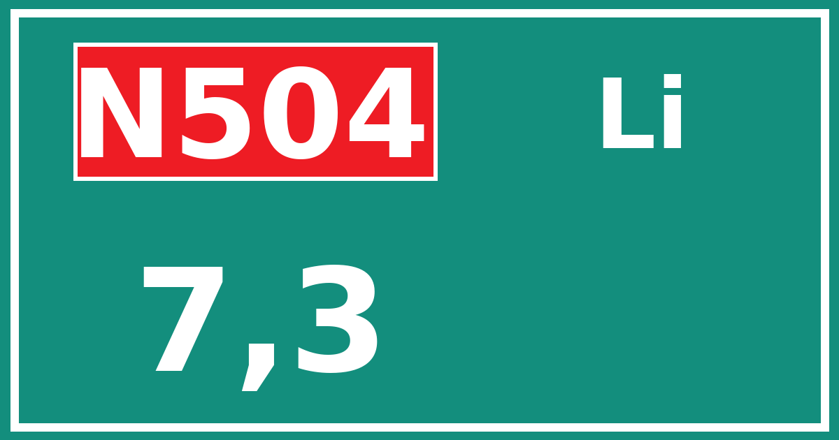 Hectometerbord N504 7,3 zijde Li