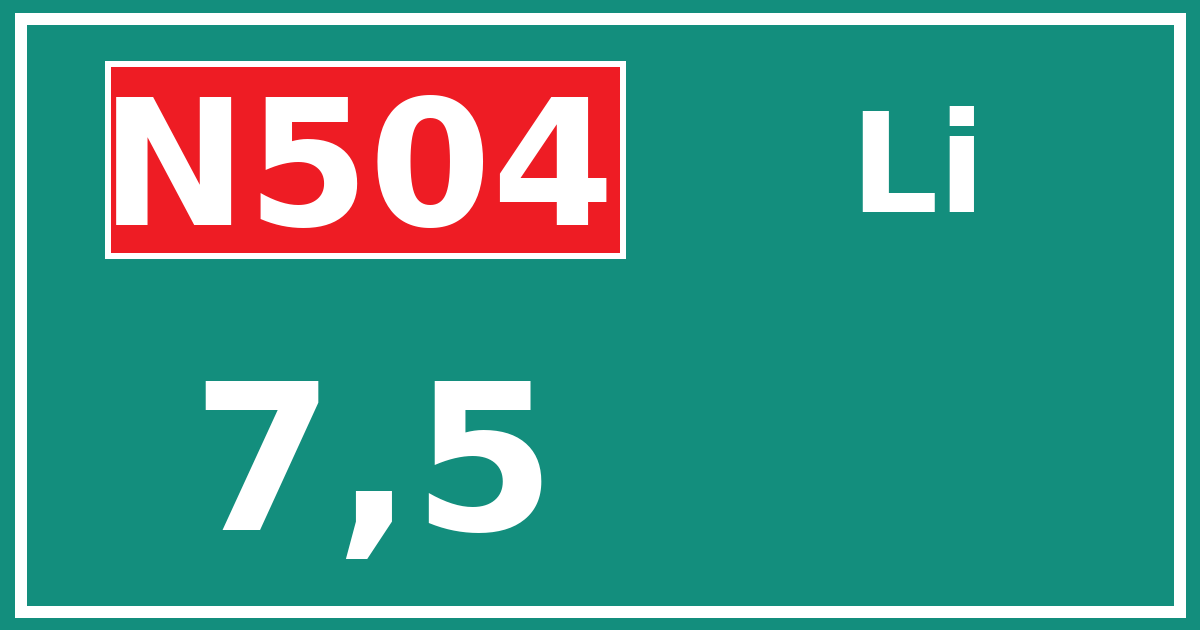 Hectometerbord N504 7,5 zijde Li