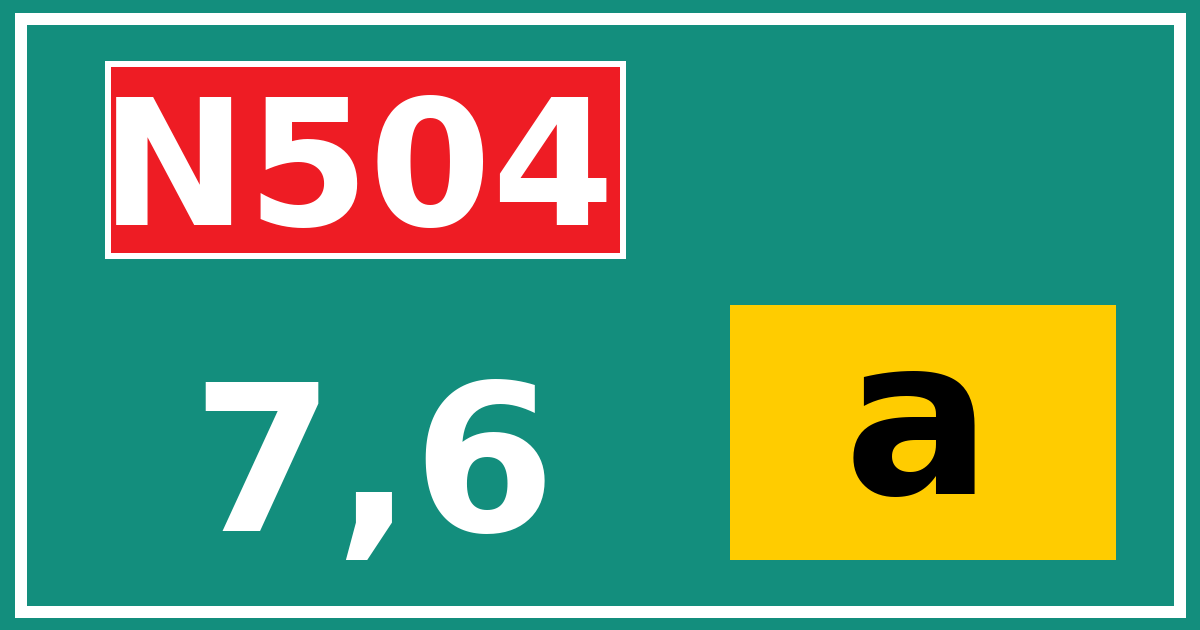 Hectometerbord N504 7,6 letter a
