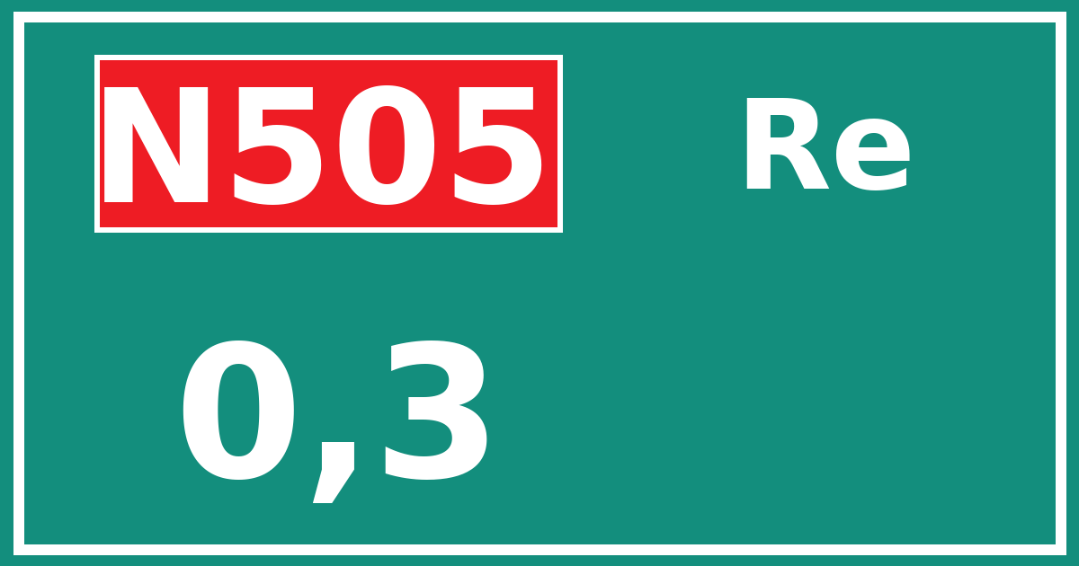 Hectometerbord N505 0,3 zijde Re