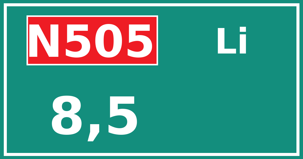 Hectometerbord N505 8,5 zijde Li