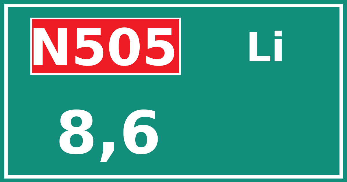 Hectometerbord N505 8,6 zijde Li