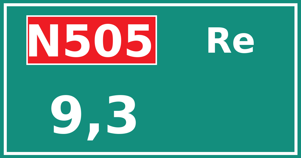 Hectometerbord N505 9,3 zijde Re