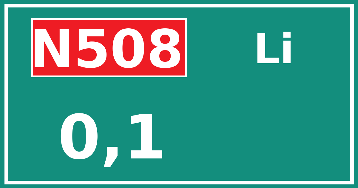 Hectometerbord N508 0,1 zijde Li