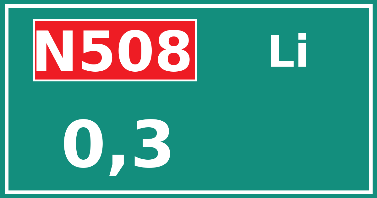 Hectometerbord N508 0,3 zijde Li