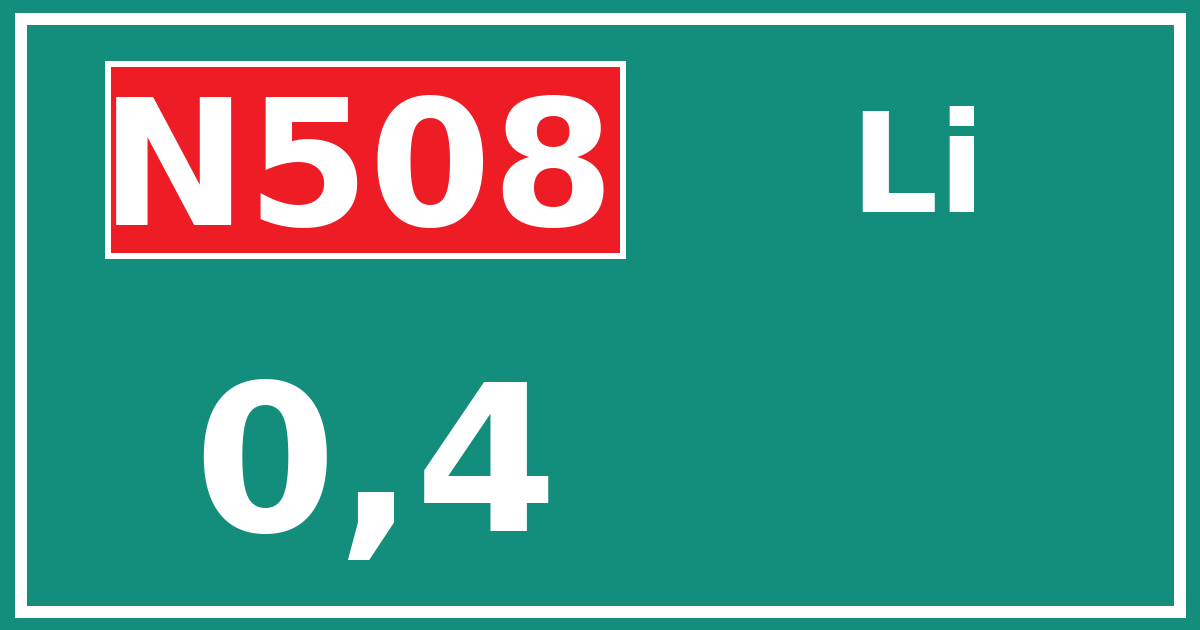 Hectometerbord N508 0,4 zijde Li
