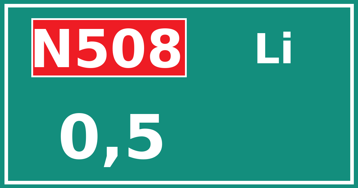 Hectometerbord N508 0,5 zijde Li