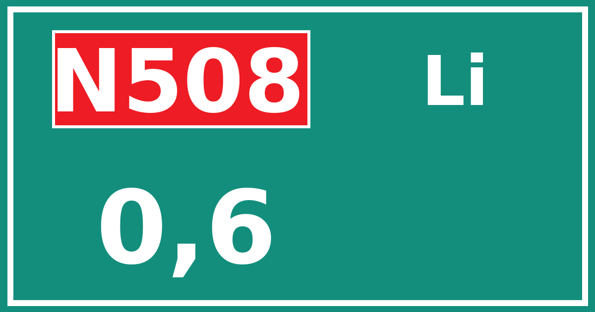 Hectometerbord N508 0,6 zijde Li