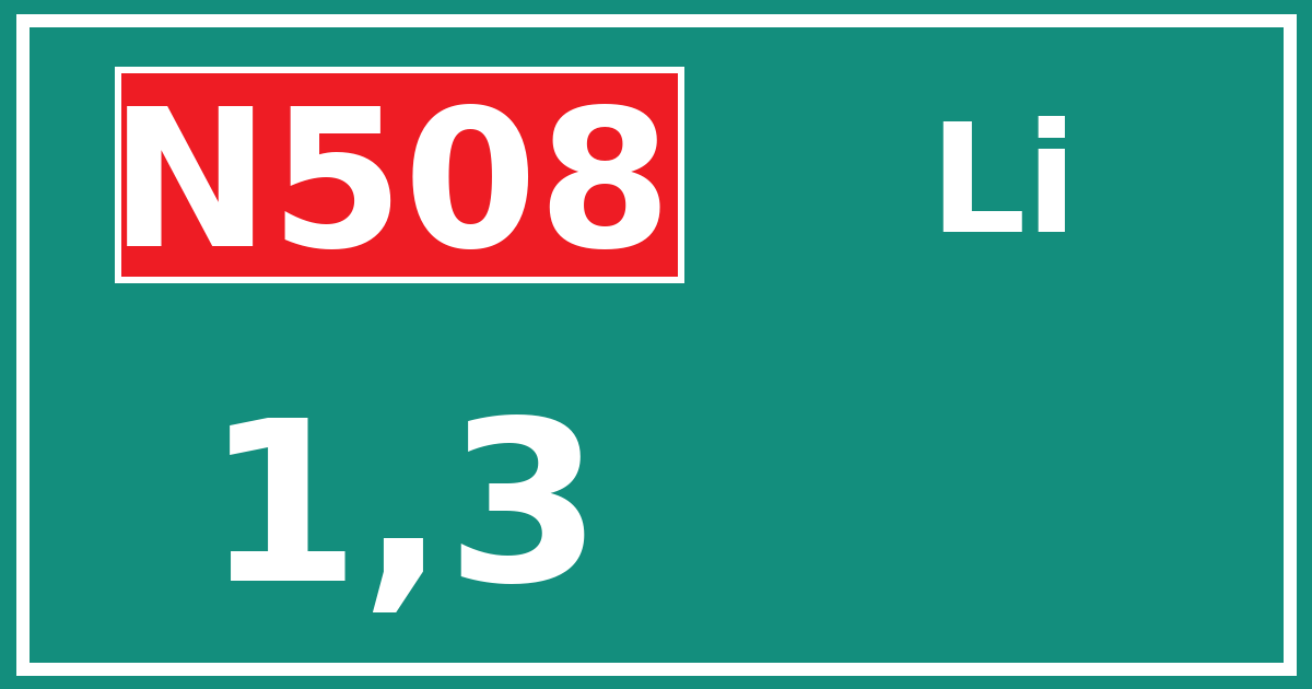 Hectometerbord N508 1,3 zijde Li