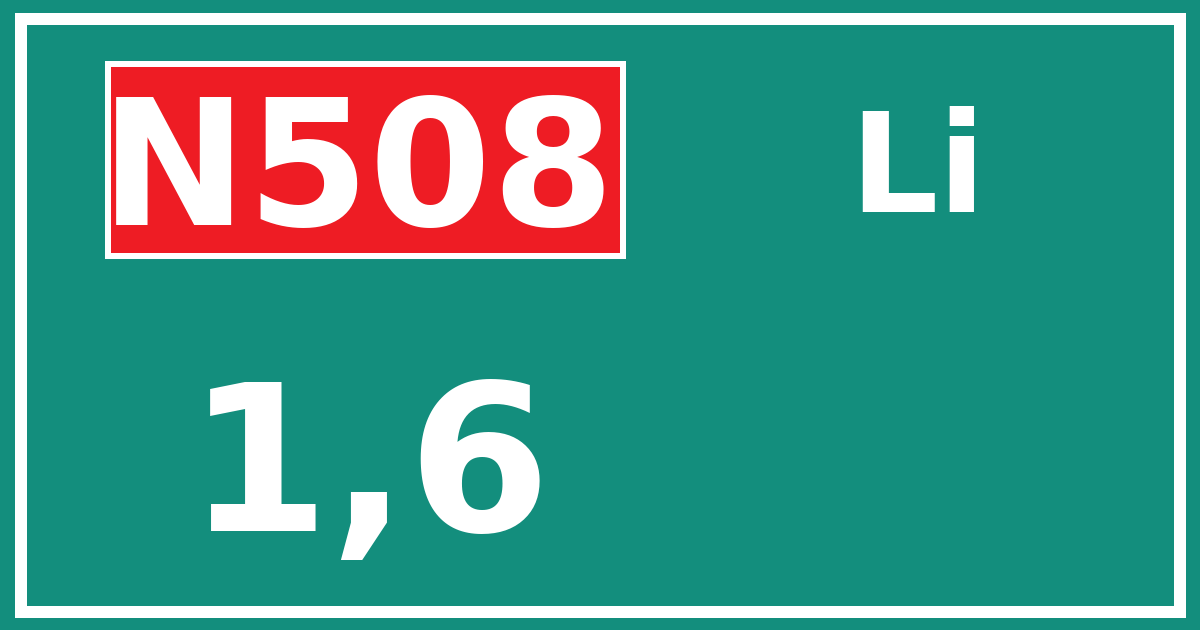 Hectometerbord N508 1,6 zijde Li