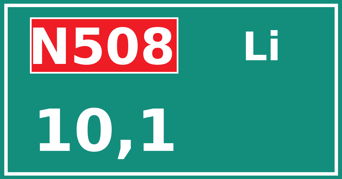 Hectometerbord N508 10,1 zijde Li