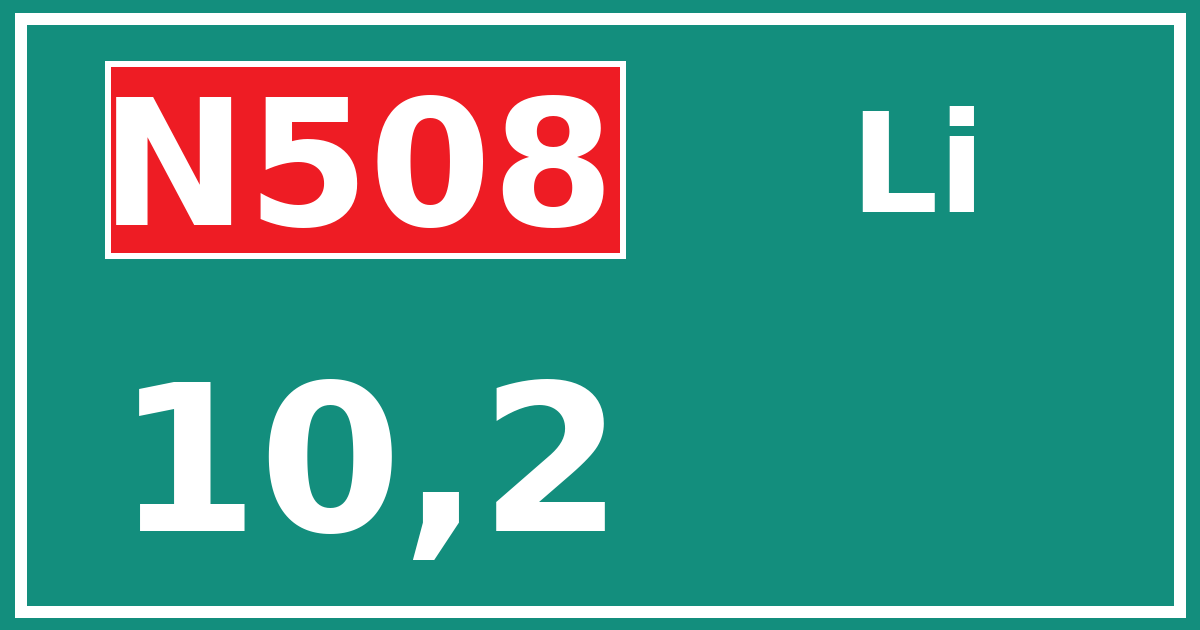 Hectometerbord N508 10,2 zijde Li