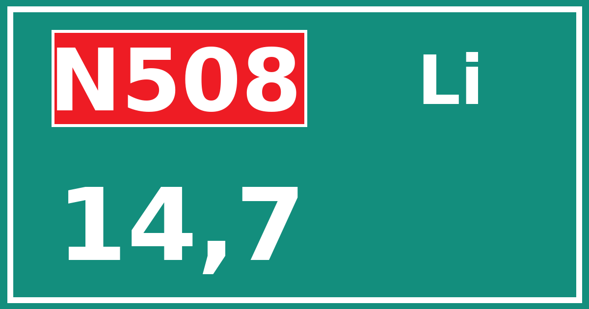Hectometerbord N508 14,7 zijde Li