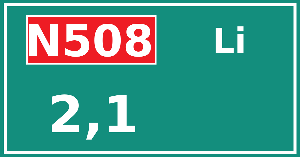 Hectometerbord N508 2,1 zijde Li