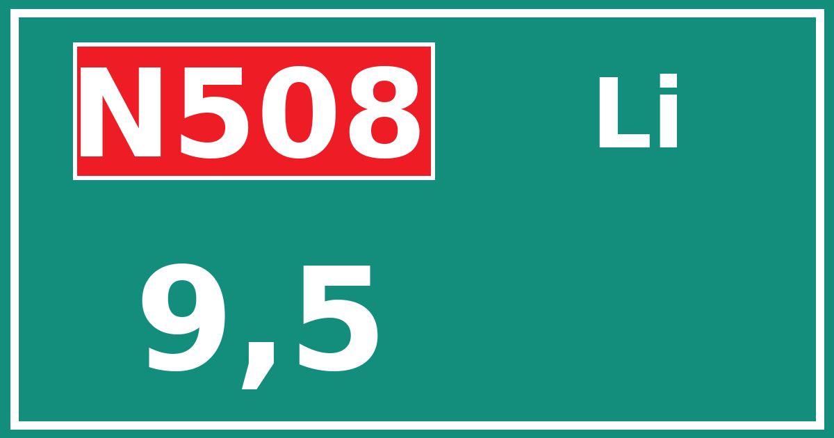 Hectometerbord N508 9,5 zijde Li
