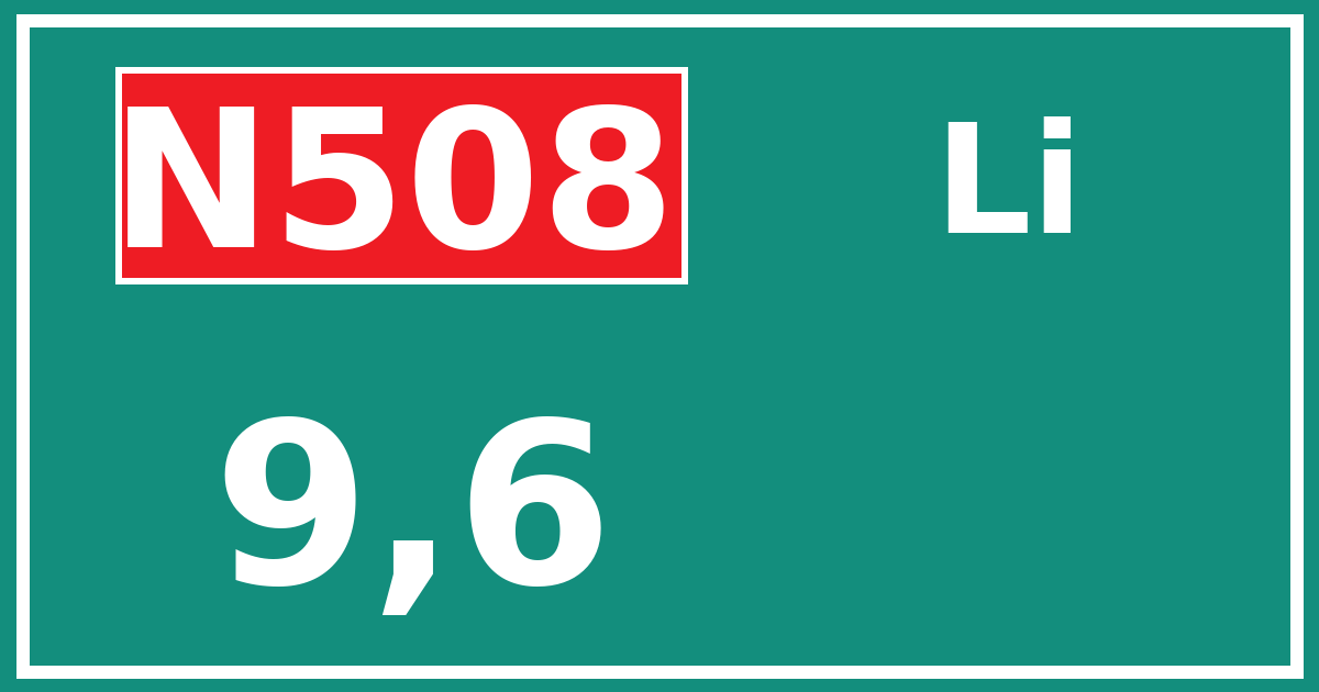 Hectometerbord N508 9,6 zijde Li