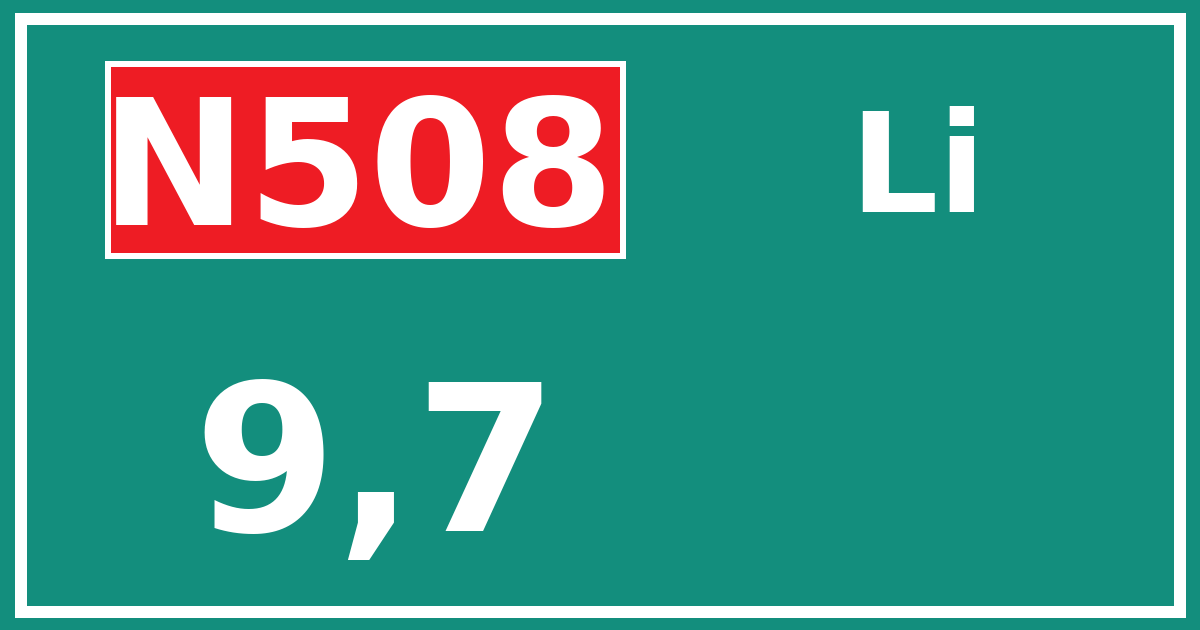 Hectometerbord N508 9,7 zijde Li
