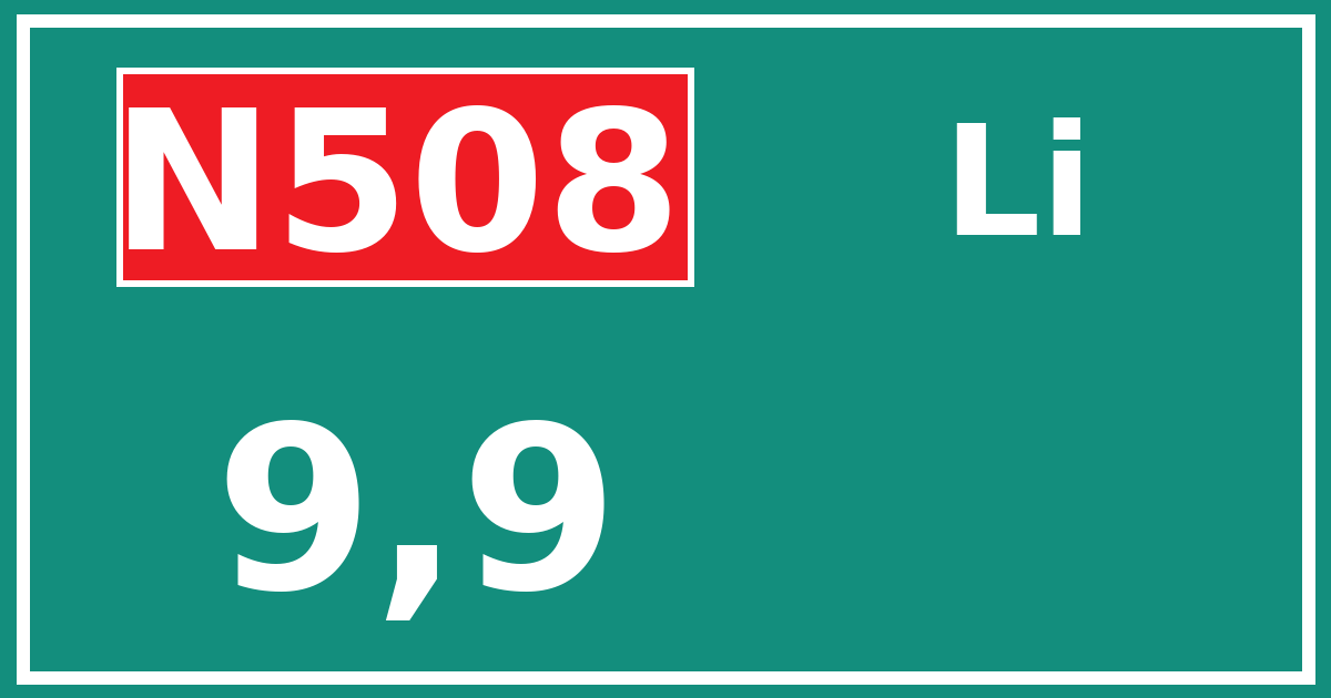 Hectometerbord N508 9,9 zijde Li