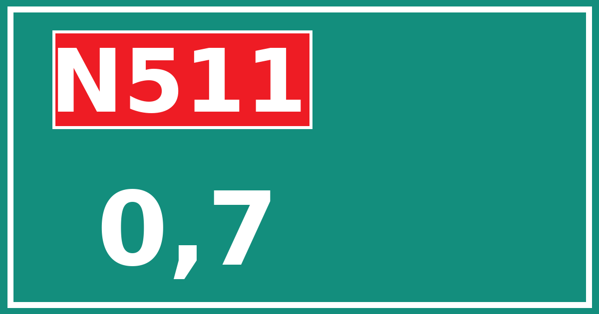 Hectometerbord N511 0,7
