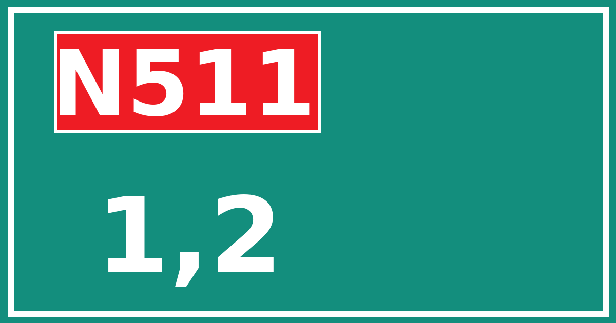 Hectometerbord N511 1,2
