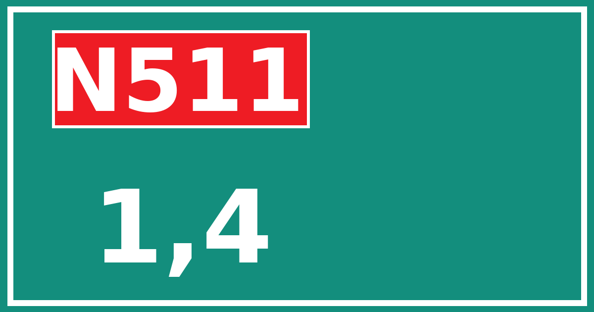 Hectometerbord N511 1,4